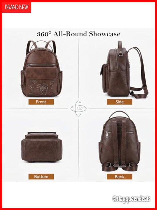 Mini Backpack Purse for Women, Vegan Leather Lightweight Daypack with Multi main image 6